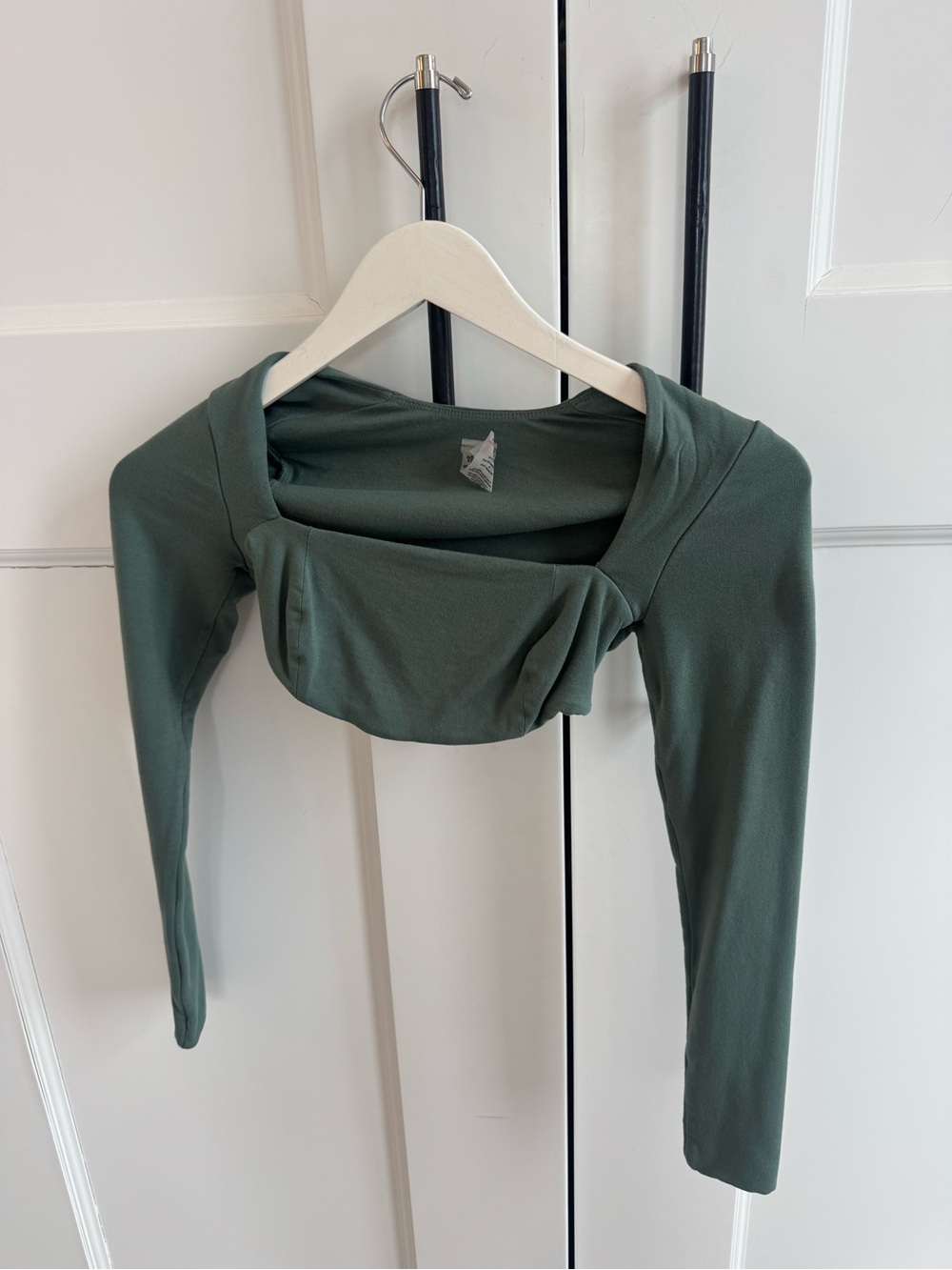 Oh Polly Olive Green Long Sleeve Crop Top